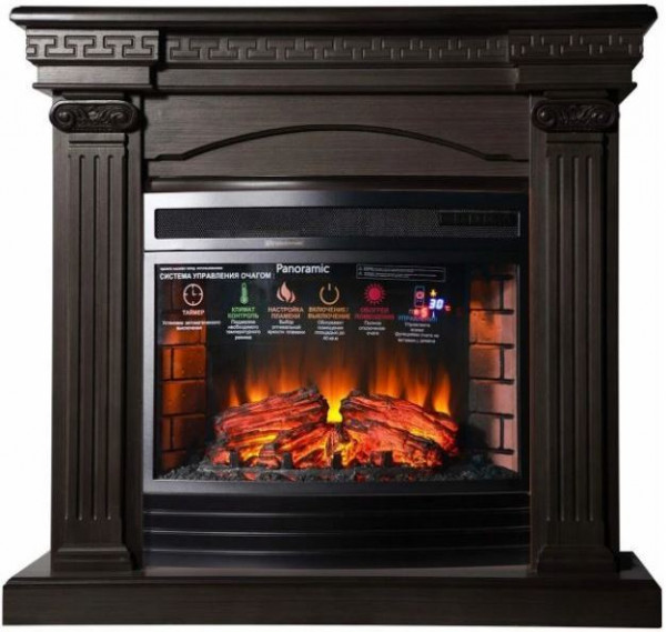 Электрокамин с широким очагом 2D InterFlame Афина (венге) с очагом Panoramic 25 LED FX