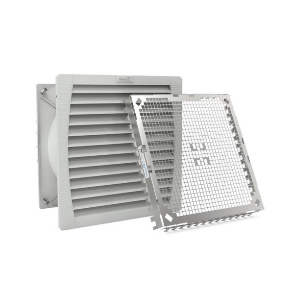 Вентиляторный модуль Pfannenberg PF 66.000 EMC, с фильтром, 400V, 320х320х157 мм (ВхШхГ), вентиляторов: 1, 63 дБ, IP54, поток: 640 м3/ч, для шкафов, цвет: серый, (с контактом ЭМС)