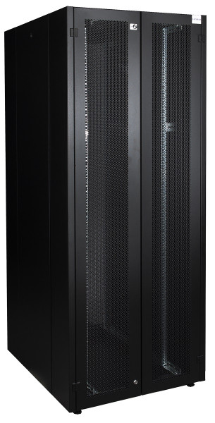 Шкаф серверный напольный Datarex, IP20, 42U, 2010х800х1000 мм (ВхШхГ), дверь: двойная распашная, перфорация, задняя дверь: двойная распашная, перфорация, боковая панель: сплошная съемная, сварной, цвет: чёрный, (DR-759541)
