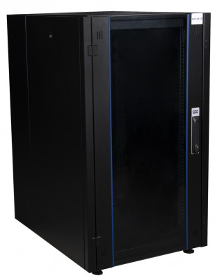 Шкаф телекоммуникационный напольный Datarex, IP20, 20U, 1033х600х800 мм (ВхШхГ), дверь: стекло, задняя дверь: металлическая стенка, боковая панель: сплошная съемная, разборный, цвет: чёрный, (DR-700011)