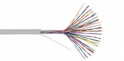 Кабель витая пара Nikolan, U/UTP, 25 пар., кат. 3, проводник Ø 0,4мм, AWG26, PVC, 16МГц, 1м (барабан 305м), тип прокладки: внутри зданий, цвет: серый