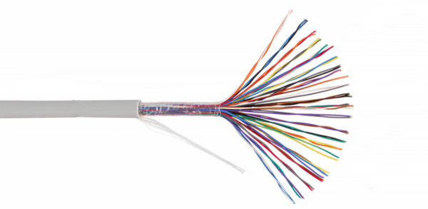 Кабель витая пара Nikolan, U/UTP, 25 пар., кат. 3, проводник Ø 0,4мм, AWG26, PVC, 16МГц, 1м (барабан 305м), тип прокладки: внутри зданий, цвет: серый