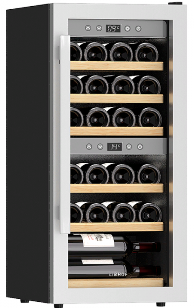 Отдельностоящий винный шкаф 22-50 бутылок Libhof GQD-24 silver