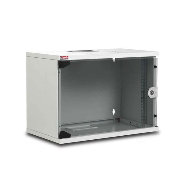 Шкаф телекоммуникационный настенный Lande NETbox SOHO, 19", 7U, 370х540х300 мм (ВхШхГ), дверь: стекло, боковая панель: сплошная несъемная, разборный, цвет: серый