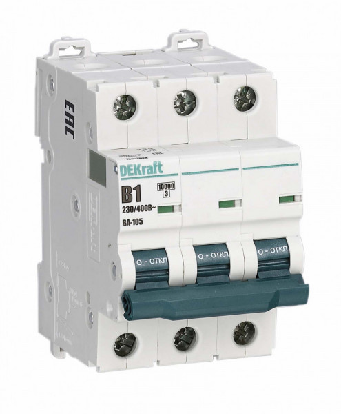 Автоматический выключатель DEKraft ВА-105, 3 модуль, B класс, 3P, 25А, 10кА, (13131DEK)