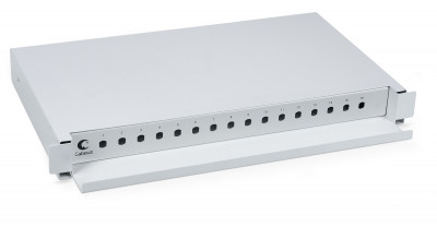 Бокс оптический Cabeus, портов: 16, ST, 32 хОВ, 1U, 44х430х250 мм (ВхШхГ), цвет: серый, (ODF-19-16-ST)