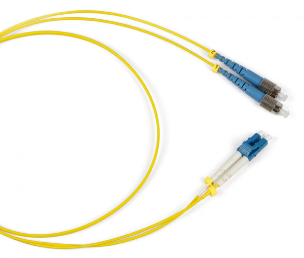 Коммутационный шнур оптический Hyperline, Duplex FC/LC (UPC), OS2 9/125, LSZH, Ø 2мм, 2м, цвет: жёлтый, (FC-D2-9-FC/UR-LC/UR-H-2M-LSZH-YL)