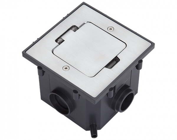 Люк напольный Simply Connect, сплав цинка, 86х86 мм (ШхД), глубина установки: 54 мм, модулей: 1, в фальш-пол, цвет: никель/серый