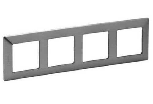 Рамка Legrand Valena Life, 4 поста, 86х299х10 мм (ВхШхГ), плоская, универсальная, цвет: сталь (LEG.754154)