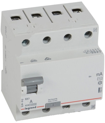 Устройство защитного отключения Legrand RX³, тип: AC, 4 модуль, 4Р, 63А/300мА,  (402072)
