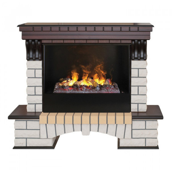 Классический 3D камин с эффектом живого огня и звуком Real-Flame Country 26 AO с очагом 3D Cassette 630 (Black вставка)