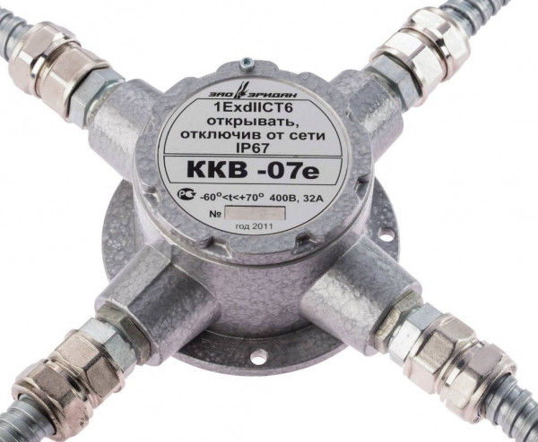 Коробка коммутационная взрывозащищенная крестообразная ККВ-07е-Ех-А-Р1-К-БК1, ШТ1/2+ШТ1/2+ШТ1/2+ШТ1/2