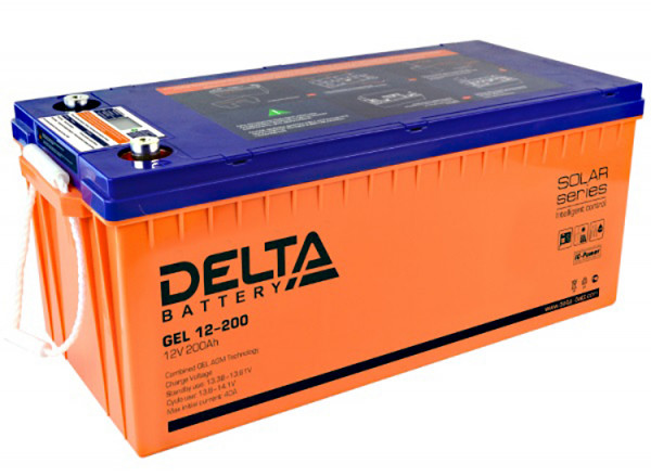 Аккумулятор для ИБП Delta Battery GEL, 217х239х522 мм (ВхШхГ),  необслуживаемый электролитный,  12V/200 Ач, цвет: жёлтый, (GEL 12-200)