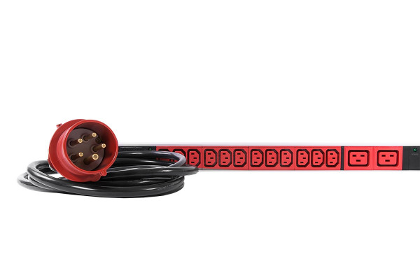 Блок силовых розеток Rem Rem-3x16, вертикальный, неуправляемый, IEC 60320 С13 х 36, IEC 60320 С19 х 6, вход IEC 320 309 3PN, для шкафов, шнур 3 м, 1 420мм, трехфазный 16А, индикатор, алюминий