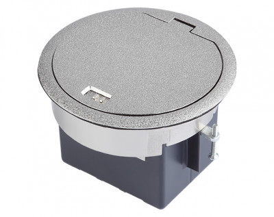 Люк напольный Simply Connect, сплав цинка, глубина установки: 73 мм, модулей: 1, в фальш-пол, цвет: серебро