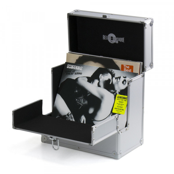 12 INCH ALUMINIUM VINYL STORAGE CASE FOR 40 LPS - SILVER - RETRO MUSIQUE