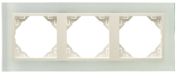 Рамка Efapel Logus90, 3 поста, плоская, универсальная, цвет: стекло/жемчуг, линейка "Стекло" (90930 TCP)