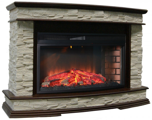Электрокамин с широким очагом 3D InterFlame Памир сланец (венге) с очагом Panoramic 33W FX
