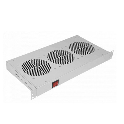 Вентиляторный модуль SILART SVB, 12V, 19", 1U, 45х415х220 мм (ВхШхГ), вентиляторов: 3, 48 дБ, поток: 579 м3/ч, для шкафов и стоек, цвет: серый