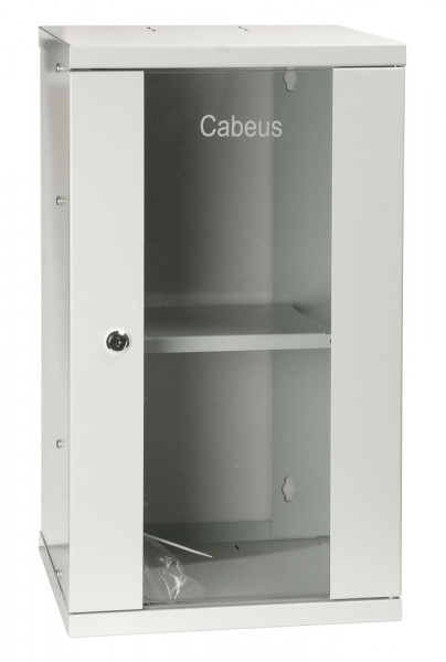 Шкаф телекоммуникационный настенный Cabeus WSC, 10", 8U, 405х326х300 мм (ВхШхГ), дверь: стекло, боковая панель: сплошная, сварной, цвет: серый