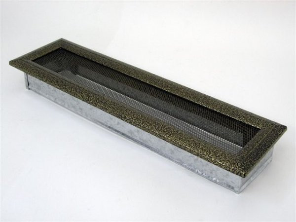 Вентиляционная решетка для камина Kratki 11х42 Оскар черная/латунь 42OCZ