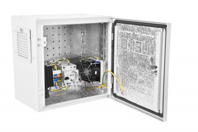 Шкаф уличный всепогодный укомплектованный настенный ЦМО ШТВ-НЭ, IP54, корпус: сталь, 300х300х200 мм (ВхШхГ), цвет: серый, (наличие вентилятора), с нагревом, с охлаждением