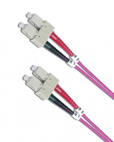 Коммутационный шнур оптический Hyperline, Duplex SC/SC, OM4 50/125, LSZH, Ø 2мм, 50м, цвет: маджента, (FC-D2-504-SC/PR-SC/PR-H-50M-LSZH-MG)