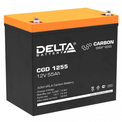 Аккумулятор Delta Battery CGD, 205х138х230 мм (ВхШхГ) 12V/55 Ач, цвет: чёрный, (CGD 1255)