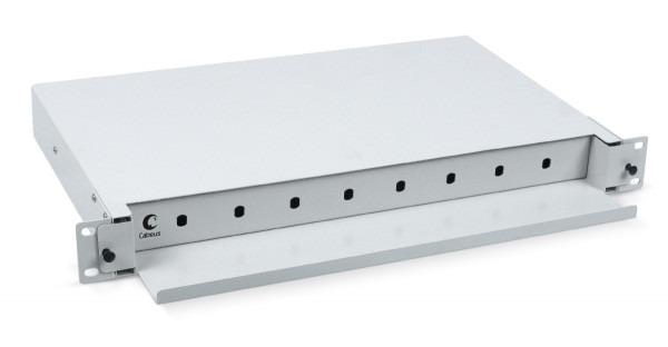 Бокс оптический Cabeus, портов: 8, ST, 8 хОВ, 1U, 44х430х250 мм (ВхШхГ), цвет: серый, (ODF-19-8-ST)