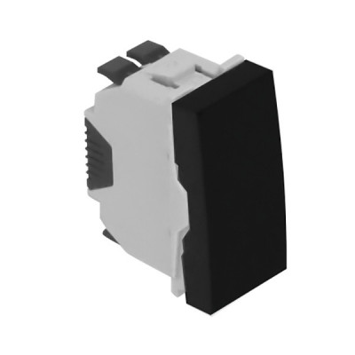 Проходной выключатель Efapel QUADRO 45, одноклавишный, без подсветки, 10А, 45х22,5 мм (ВхШ), цвет: чёрный матовый, 1 модуль (45070 SPM)