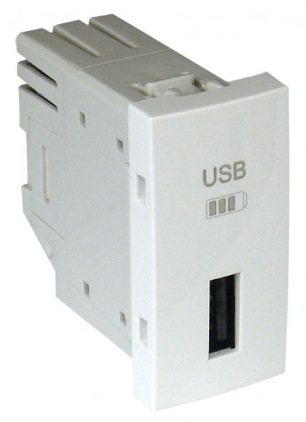 Розетка в сборе Efapel QUADRO 45, USB, без подсветки, 1 модуль, 44,8х22,4 мм (ВхШ), цвет: жемчуг (45383 SPE)