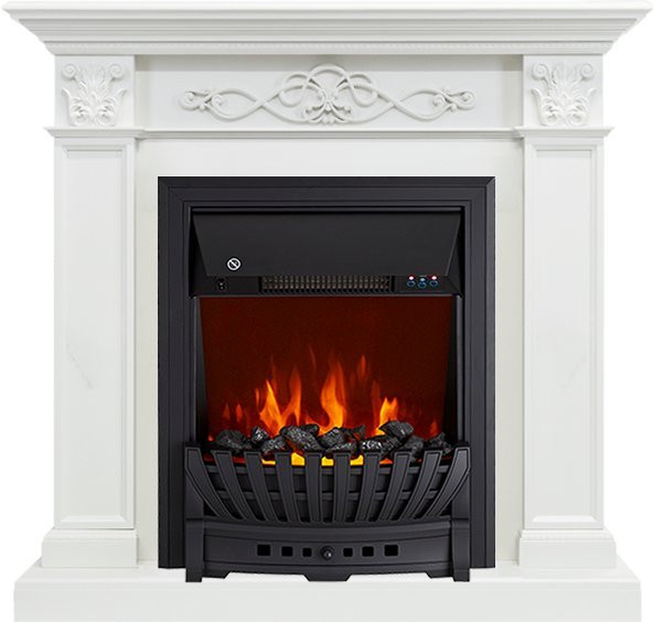 Электрокамин с классическим очагом 2D Royal Flame Verona (белый дуб) с очагом Aspen Black