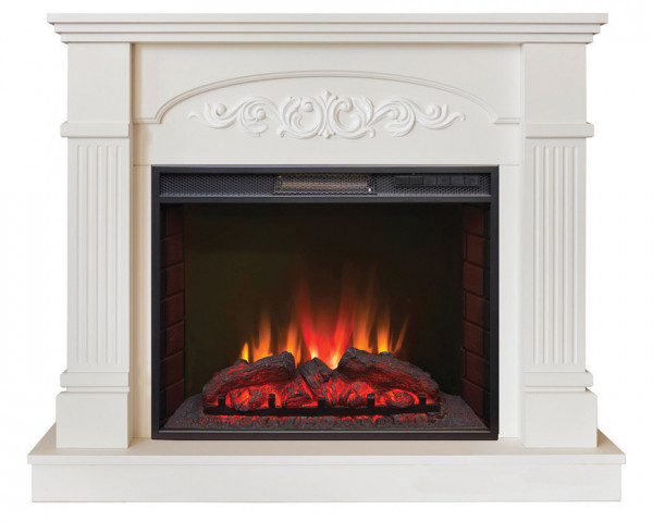 Электрокамин с широким очагом 2D Real-Flame Cristina 25,5 WT с очагом Sparta 25,5 LED