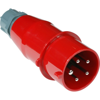 Вилка силовая Lanmaster, вилка IEC 309 16A 2P+E, 32А, для кабеля, вход папа, цвет: красный