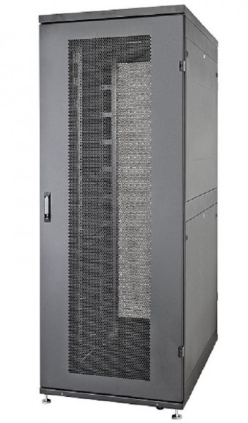 Шкаф серверный напольный Eurolan Rackcenter D9000, IP20, 42U, 1955х750х1000 мм (ВхШхГ), дверь: перфорация, задняя дверь: двойная распашная, перфорация, боковая панель: сплошная, сварной, цвет: чёрный, (60F-42-7A-94BL)