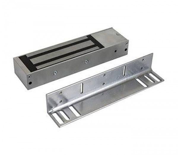 Электромагнитный замок AccordTec, накладной, с уголком, усилие удержания: 500 кг, ML-395.03, с контроллером, цвет: серый, (AT-02321)