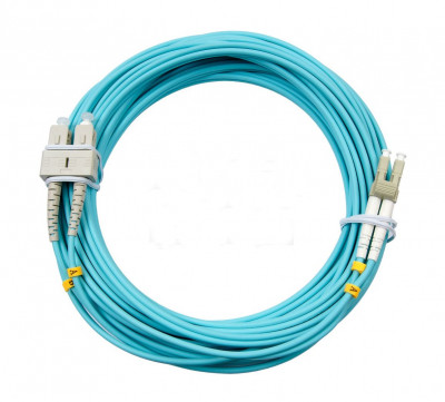 Коммутационный шнур оптический Hyperline, Duplex LC/SC, OM3 50/125, LSZH, Ø 2мм, 50м, цвет: голубой, (FC-D2-503-LC/PR-SC/PR-H-50M-LSZH-AQ)