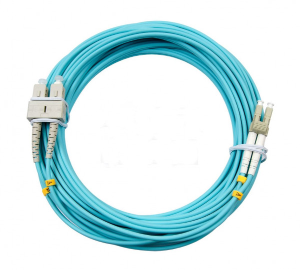 Коммутационный шнур оптический Hyperline, Duplex LC/SC, OM3 50/125, LSZH, Ø 2мм, 50м, цвет: голубой, (FC-D2-503-LC/PR-SC/PR-H-50M-LSZH-AQ)