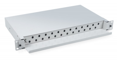 Бокс оптический Cabeus, портов: 24, ST, 48 хОВ, 1U, 44х430х250 мм (ВхШхГ), цвет: серый, (ODF-19-24-ST)