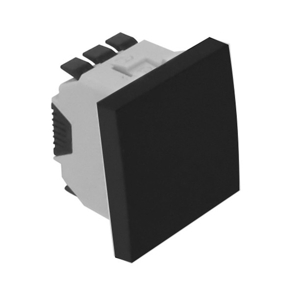 Проходной выключатель Efapel QUADRO 45, одноклавишный, без подсветки, 10А, 45х45 мм (ВхШ), цвет: чёрный матовый, 2 модуля (45071 SPM)