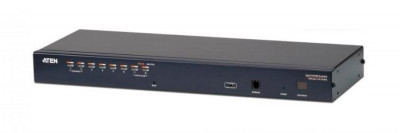 Переключатель KVM Aten, портов: 8, 44х160х433 мм (ВхШхГ), USB, RJ45, PS/2, цвет: чёрный