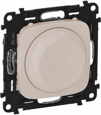 Светорегулятор Legrand Valena Allure, с поворотной ручкой, без подсветки, внутренняя, 71х71 мм (ВхШ), цвет: слоновая кость, без нейтрали (752860)
