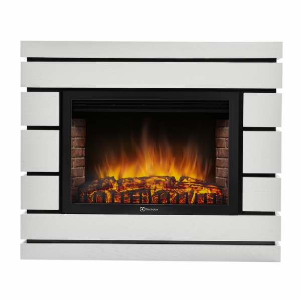 Электрокамин с широким очагом 2D Electrolux EFP/P-2520LS с порталом Firelight Moderno 25 белый дуб
