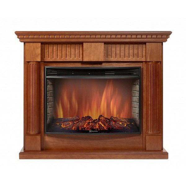 Электрокамин с широким очагом 2D Electrolux EFP/P-3020LS с порталом Firelight Colonna 30 шпон дуб