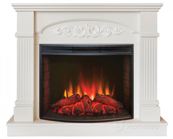 Электрокамин с широким очагом 2D Real-Flame Cristina 25,5 WT с очагом Evrika 25,5 LED