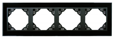 Рамка Efapel Logus90, 4 поста, плоская, универсальная, цвет: чёрный/серый, линейка "Стекло" (90940 TES)