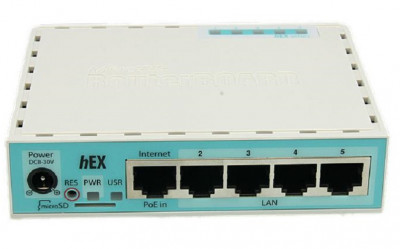Маршрутизатор Mikrotik, HEX, портов: 5, LAN: 5, USB: Да, 28х89х113 мм (ВхШхГ), цвет: белый, RB750Gr3