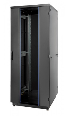 Дверь (к шкафу) Eurolan S3000, 22U, 800 мм Ш, стекло, цвет: чёрный
