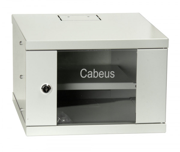 Шкаф телекоммуникационный настенный Cabeus WSC, 10", 4U, 225х326х300 мм (ВхШхГ), дверь: стекло, боковая панель: сплошная, сварной, цвет: серый