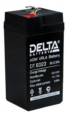 Аккумулятор для ИБП Delta Battery DT, 107х47х44 мм (ВхШхГ),  Необслуживаемый свинцово-кислотный,  6V/2,3 Ач, цвет: чёрный, (DT 6023)